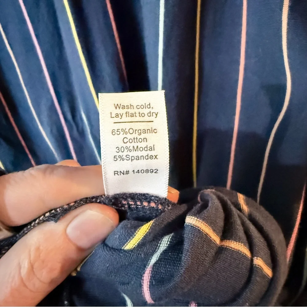 Marine Layer Roxanne Dress Navy Rainbow Stripe Size Small - Picture 4 of 6
